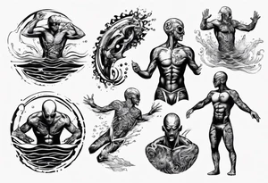 man swimming, no details tattoo idea