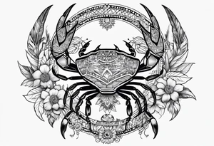 Native american,crab, flowers, dream catcher, tattoo idea