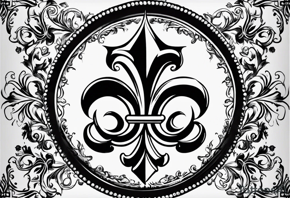 Fleur de lis with designs around it tattoo idea