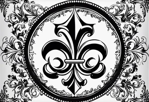 Fleur de lis with designs around it tattoo idea