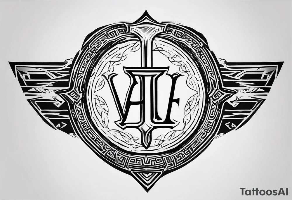 Valhalla shield sword stairs runes tattoo idea