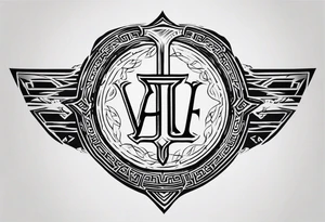 Valhalla shield sword stairs runes tattoo idea