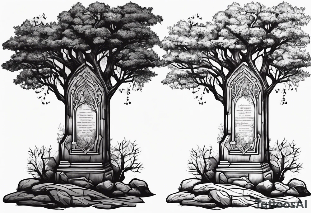 Tree with tombstone tattoo idea