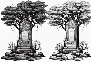 Tree with tombstone tattoo idea