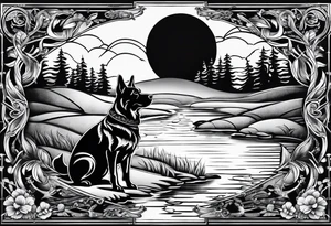 Dog shaped river over tattoo tattoo idea