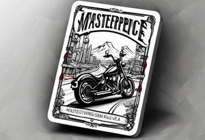 playing cards over a city with a motorcycle on the road tattoo idea