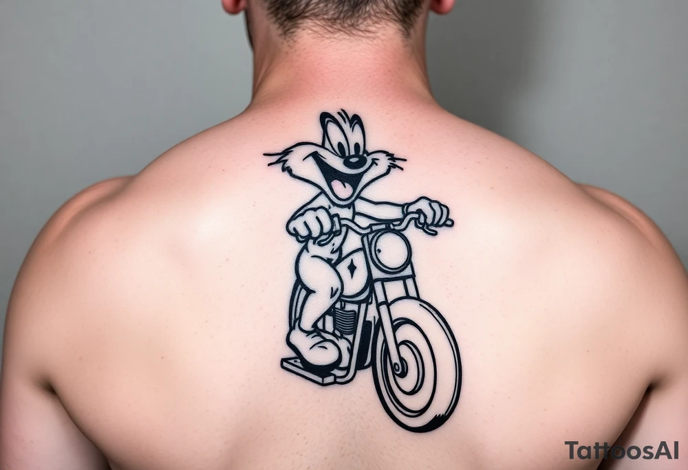 Taz looney toons character riding a motorcycle tattoo idea
