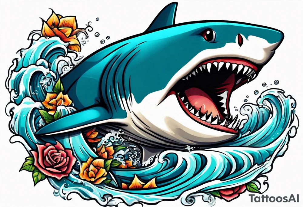 Shark coiled around arm tattoo idea