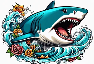 Shark coiled around arm tattoo idea