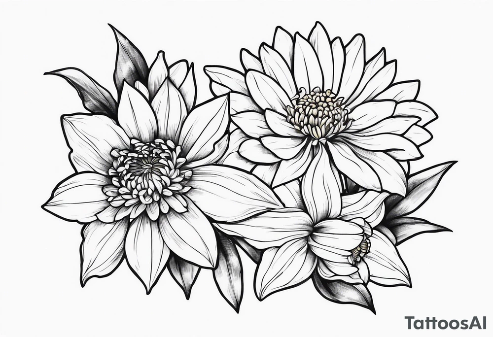 chrysanthemum and daffodil tattoo idea