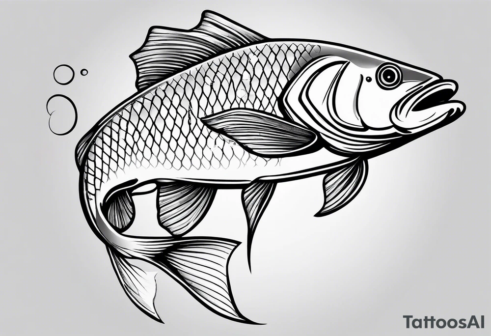 fisherman standing full body simple outline tattoo idea