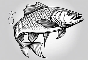 fisherman standing full body simple outline tattoo idea