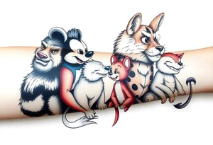 disney animals arm tattoo idea