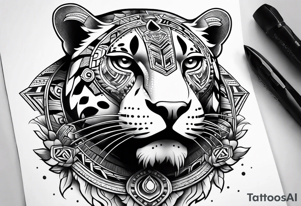 jaguar aztec shoulder tattoo idea