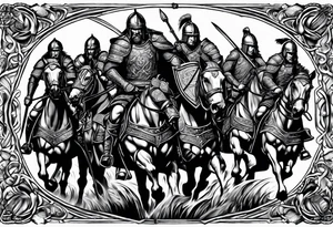 Irish warriors in battle for arm sleeve tattoo idea