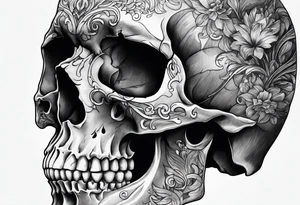 Skull from the side with smoke tattoo idea