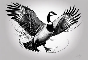 angry canadian goose with wings tattoo idea