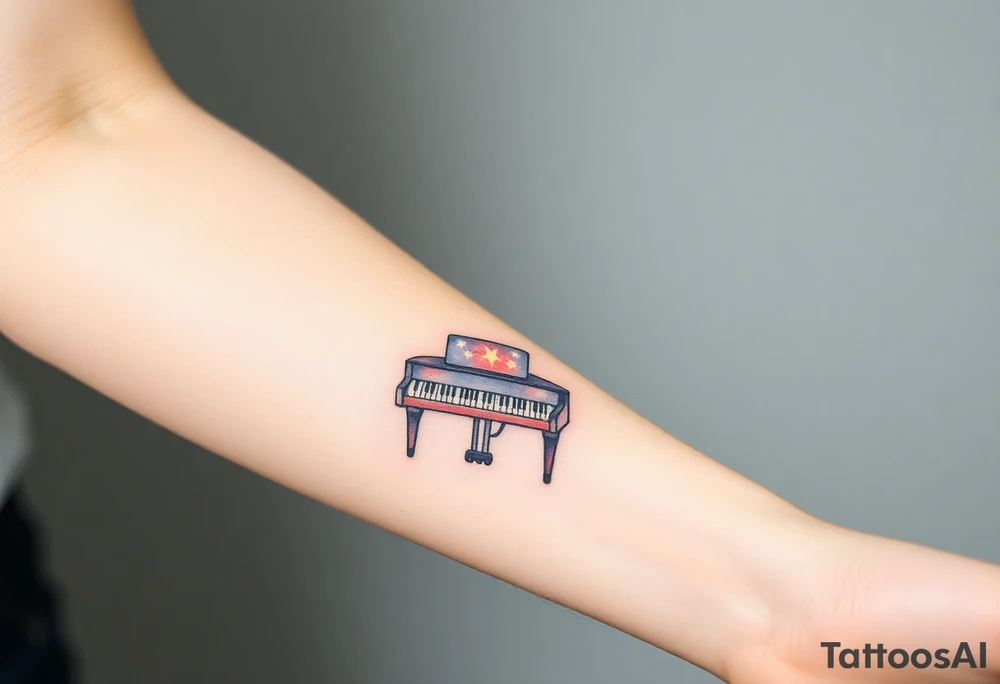 dreamy piano under the stars tattoo idea
