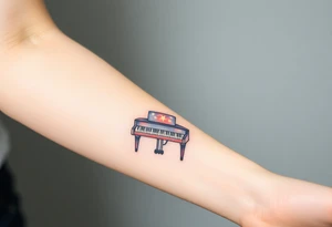 dreamy piano under the stars tattoo idea