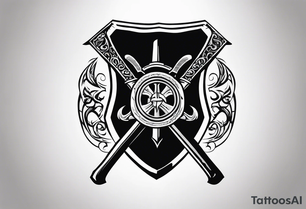 Valhalla shield  sword axe tattoo idea