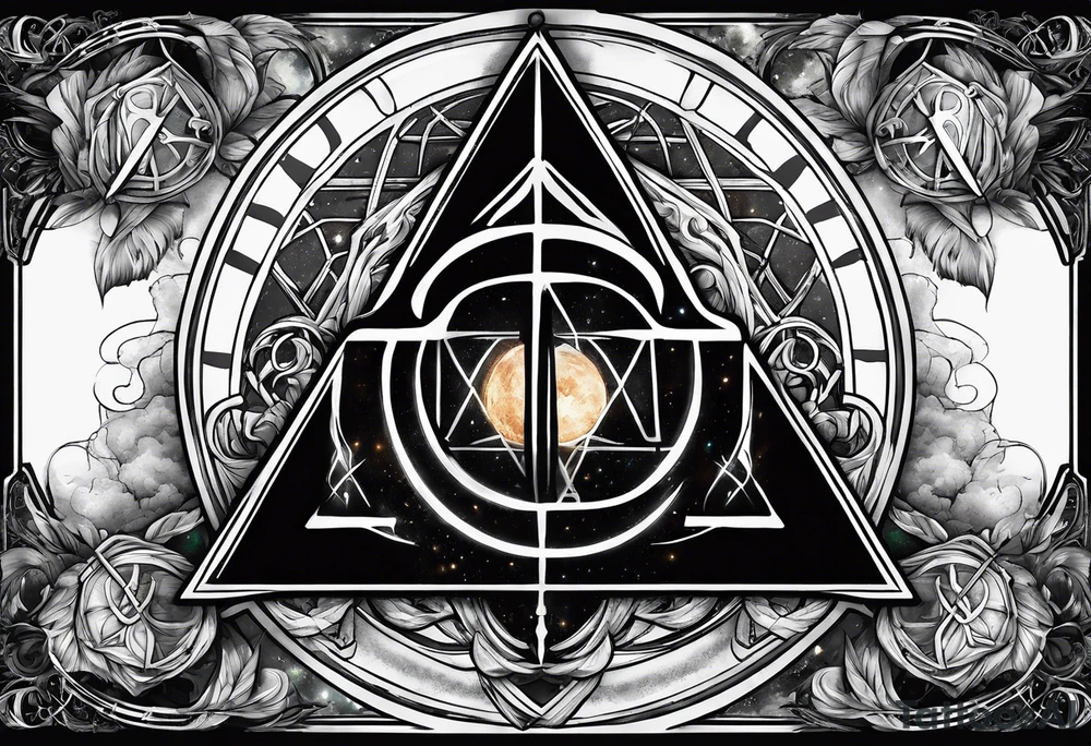 Deathly hallows symbol with star wars and lord of the rings tattoo idea