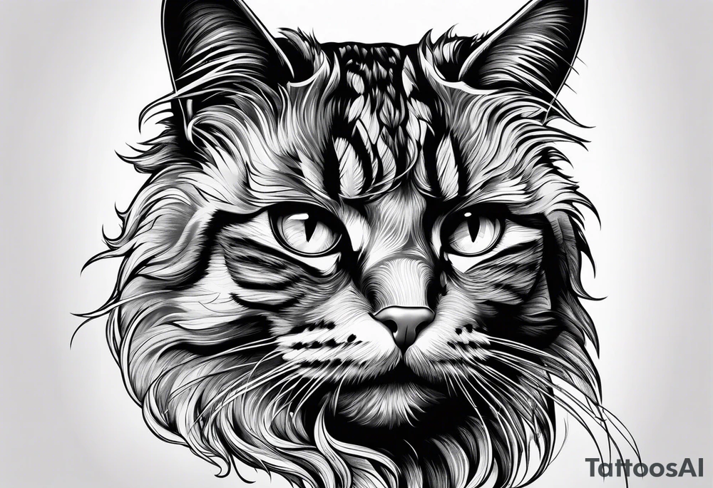 right side profile of a cat face tattoo idea