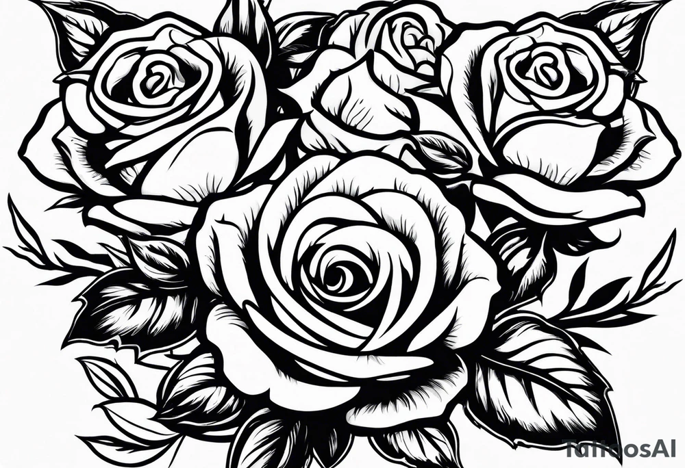 4 roses with a banner tattoo idea