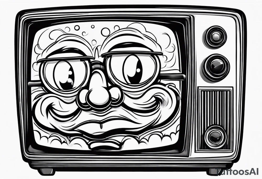 retro television set character with a sad face tattoo idea