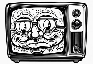 retro television set character with a sad face tattoo idea