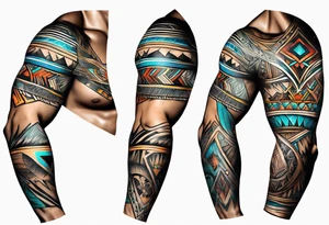 Wrap around arm band with native American style and Aquarius theme tattoo idea