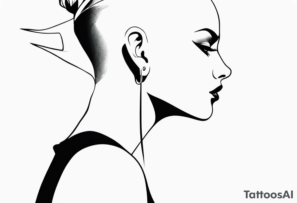 pointed ears elf profile no face bald tattoo idea
