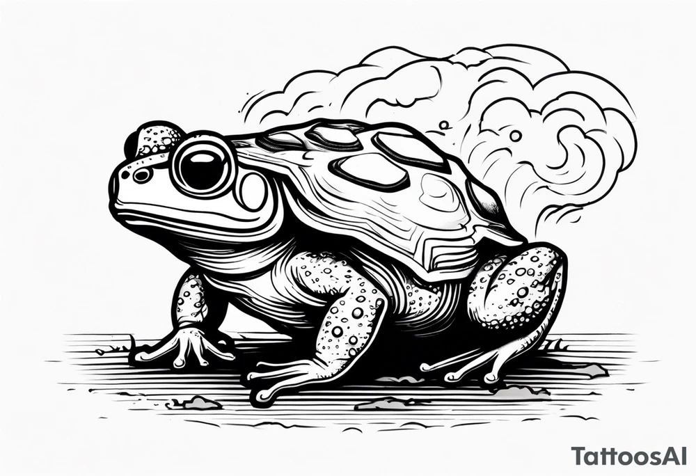 A toad in a thunderstorm tattoo idea