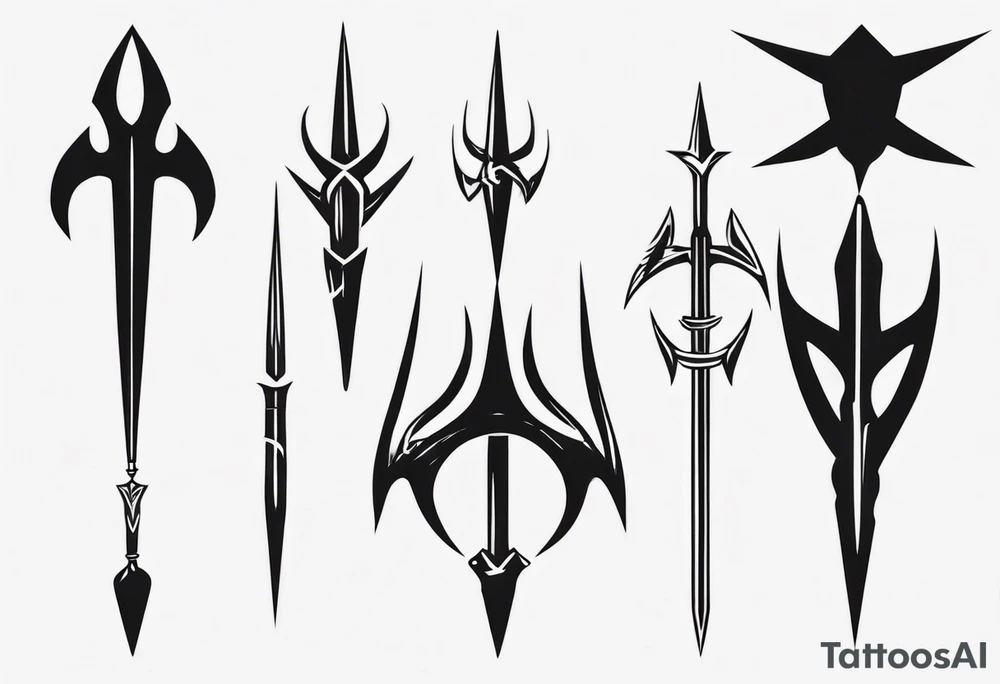 A trident, three-pronged spear tattoo idea