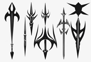 A trident, three-pronged spear tattoo idea