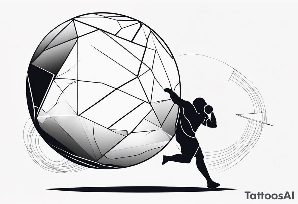 Sisyphus struggling geometric shapes tattoo idea