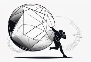 Sisyphus struggling geometric shapes tattoo idea