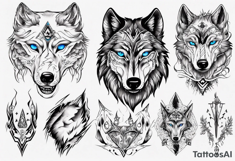 wolf with blue eyes tattoo idea