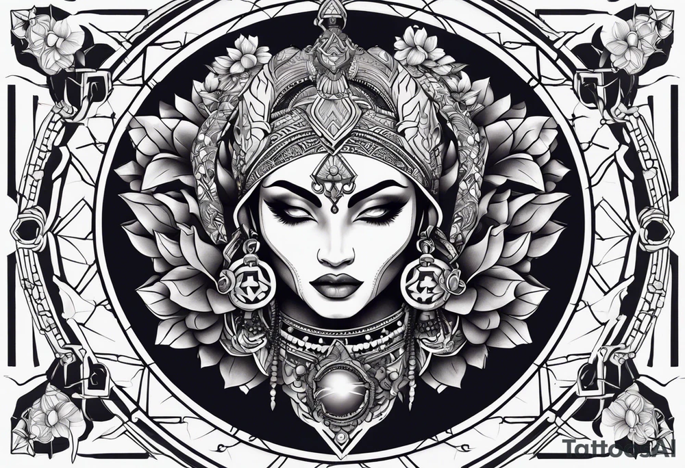 kali ma, alien goddess, valkrye, aries, pirate, divine feminine, zenza resonance, pachamama, lotus azul, blank panther, eagle, skull, 5D, nueva gaya, dna 12 tattoo idea