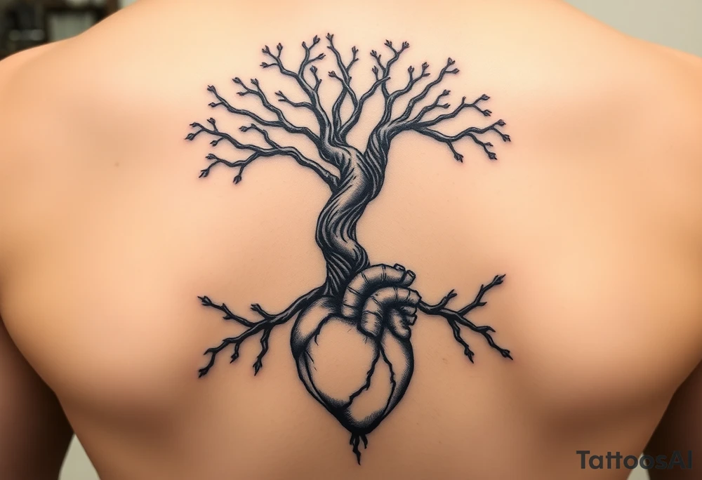 Thicker DNATREE trunk with roots for family tree
Add anatomical heart in bottom tattoo idea