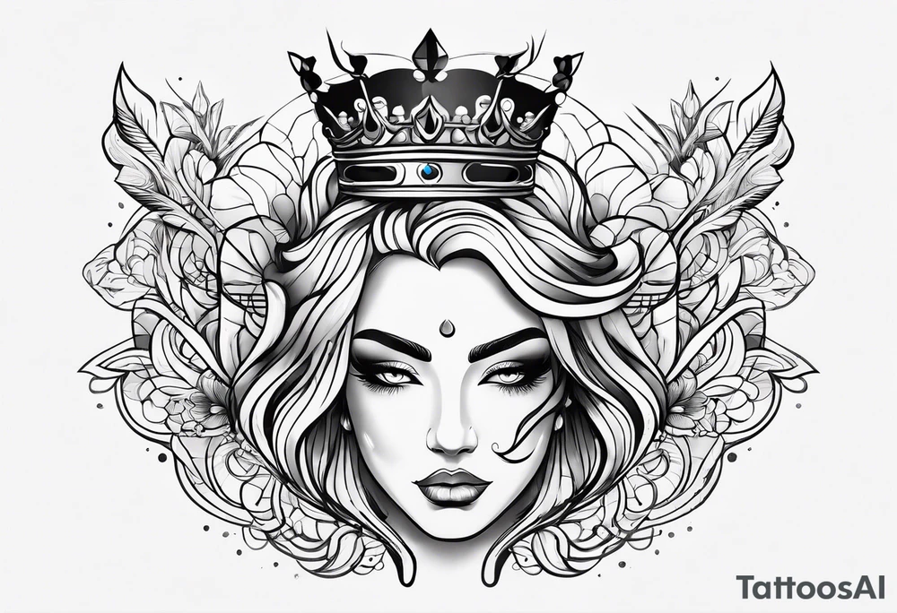 Single line crown tattoo idea