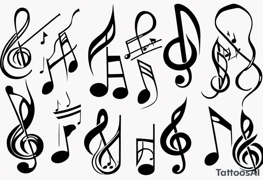 music staff notes negative tattoo idea