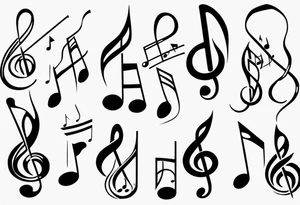 music staff notes negative tattoo idea