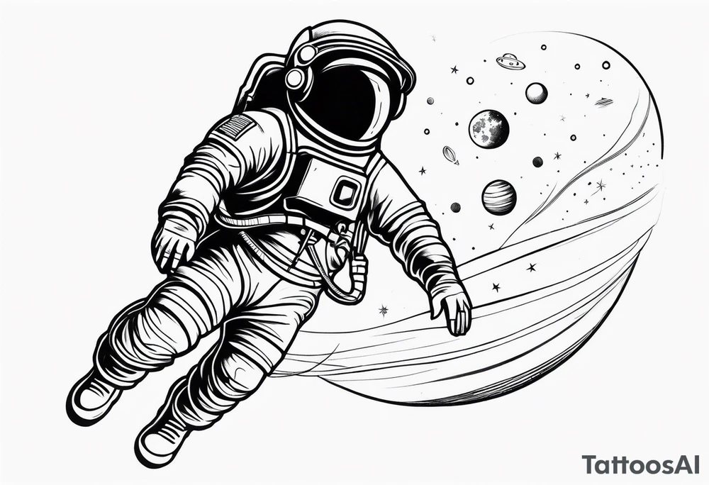 Astronaut floating in space without a helmet tattoo idea