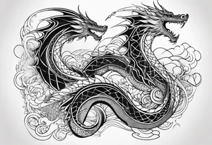 Geometric aquatic dragon tattoo idea
