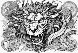 Dragón with a lion tattoo idea