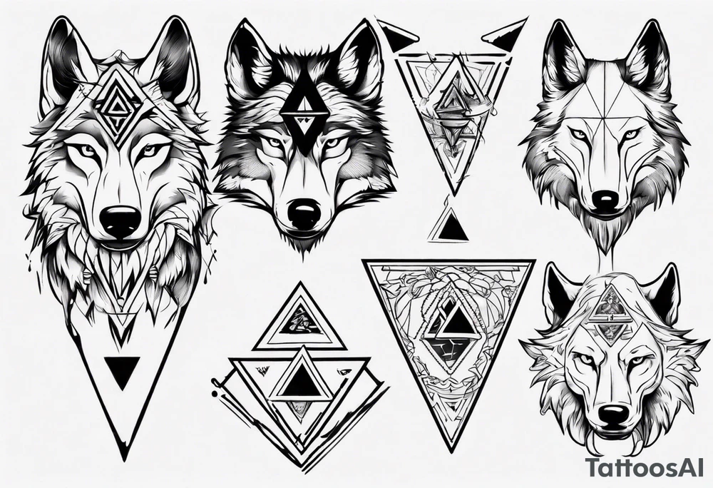 wolf head with a triangle on forehead tattoo idea