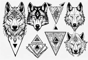 wolf head with a triangle on forehead tattoo idea