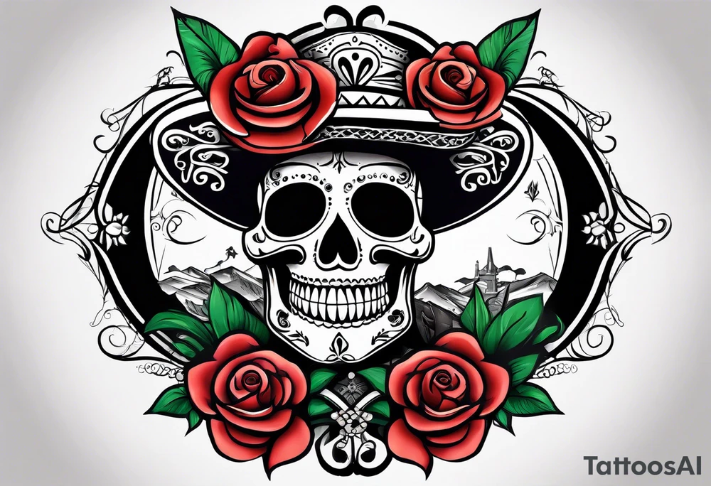 Mexico day of dead  man standing
 drink horizontal cover up tattoo idea