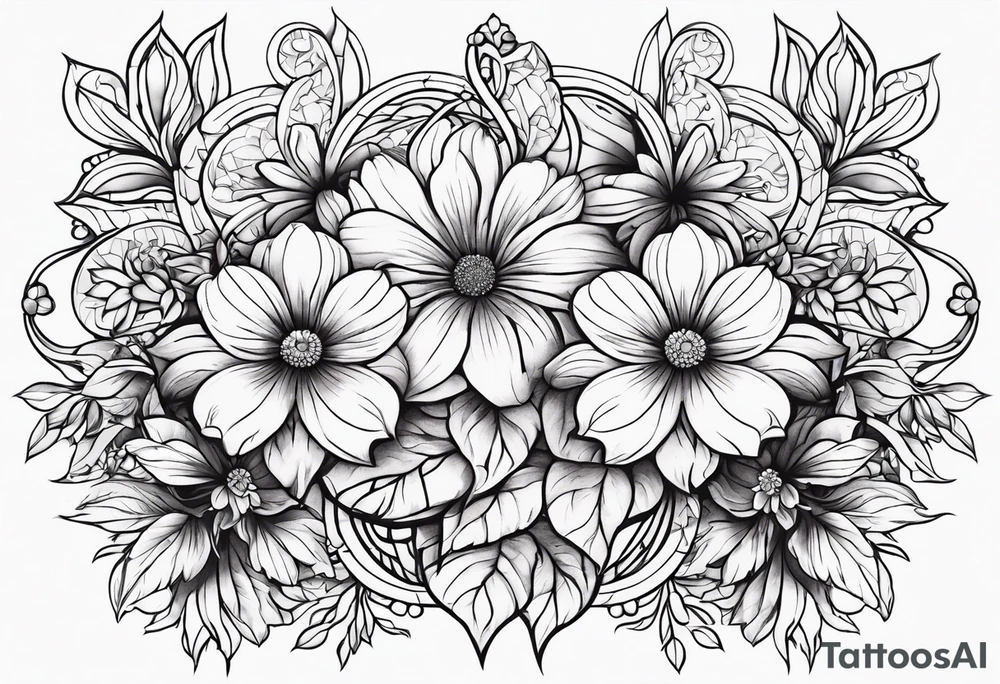 ornaments of flowers tattoo idea
