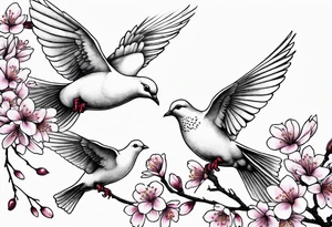 3 doves flying 
With a cherry blossom tattoo idea